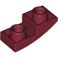 Lego destička 2x1 půl oblouku zakulacená hladká invertovaná, tmavě červená (6219655)